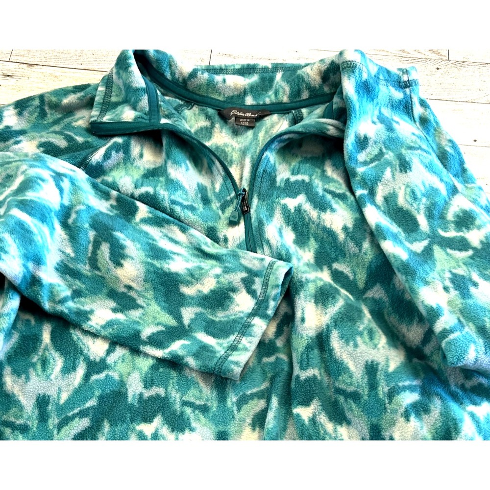 Eddie Bauer Women's Long Sleeve Polar Fleece Quarter Zip Pullover Turquoise‎ MED